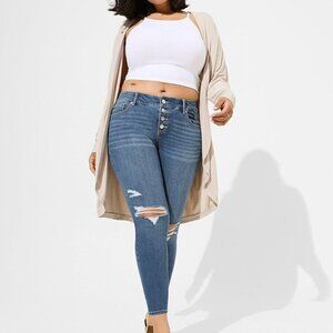 Torrid - 24 Short, Perfect Skinny Ankle Stretch Mid-Rise Jean in "Upstate" Blue 